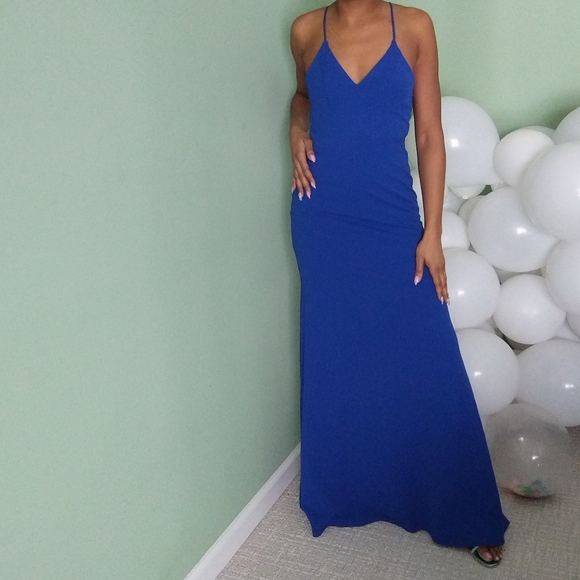 Women's B darlin royal sleeveless long dress - Picture 2 of 12